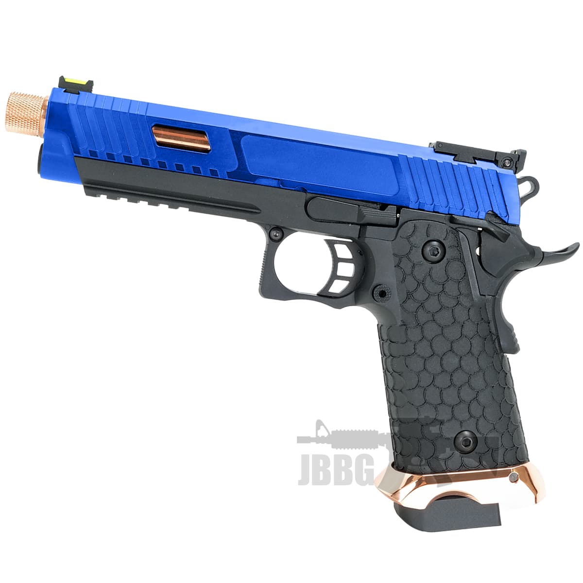 YAGA Combat Master Hi-CAPA 5.1 Gas Blowback Airsoft Pistol with Threaded Barrel EXG Blue