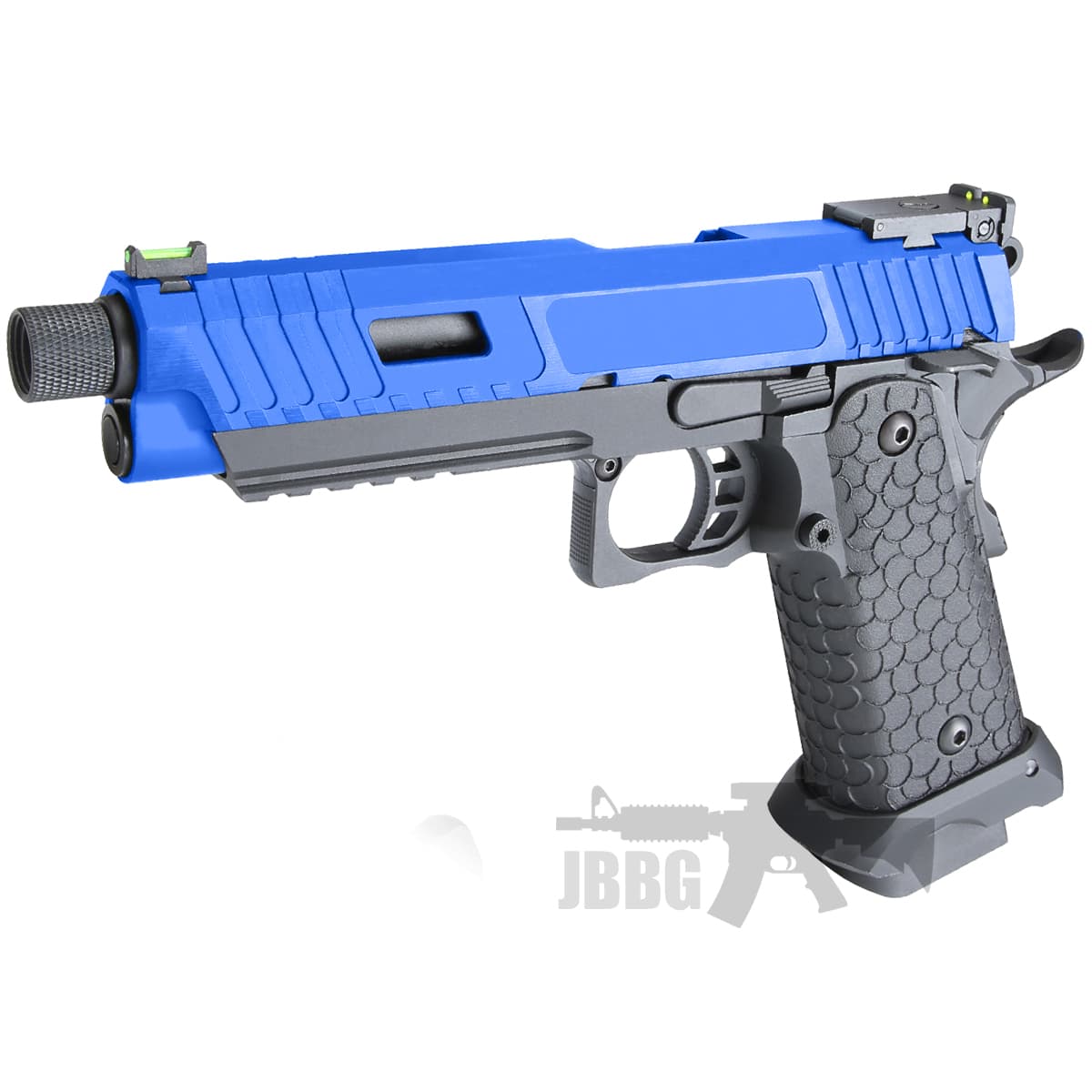 YAGA Combat Master Hi-Capa Gas Blowback Airsoft Pistol with Threaded Barrel 1X-EX Blue