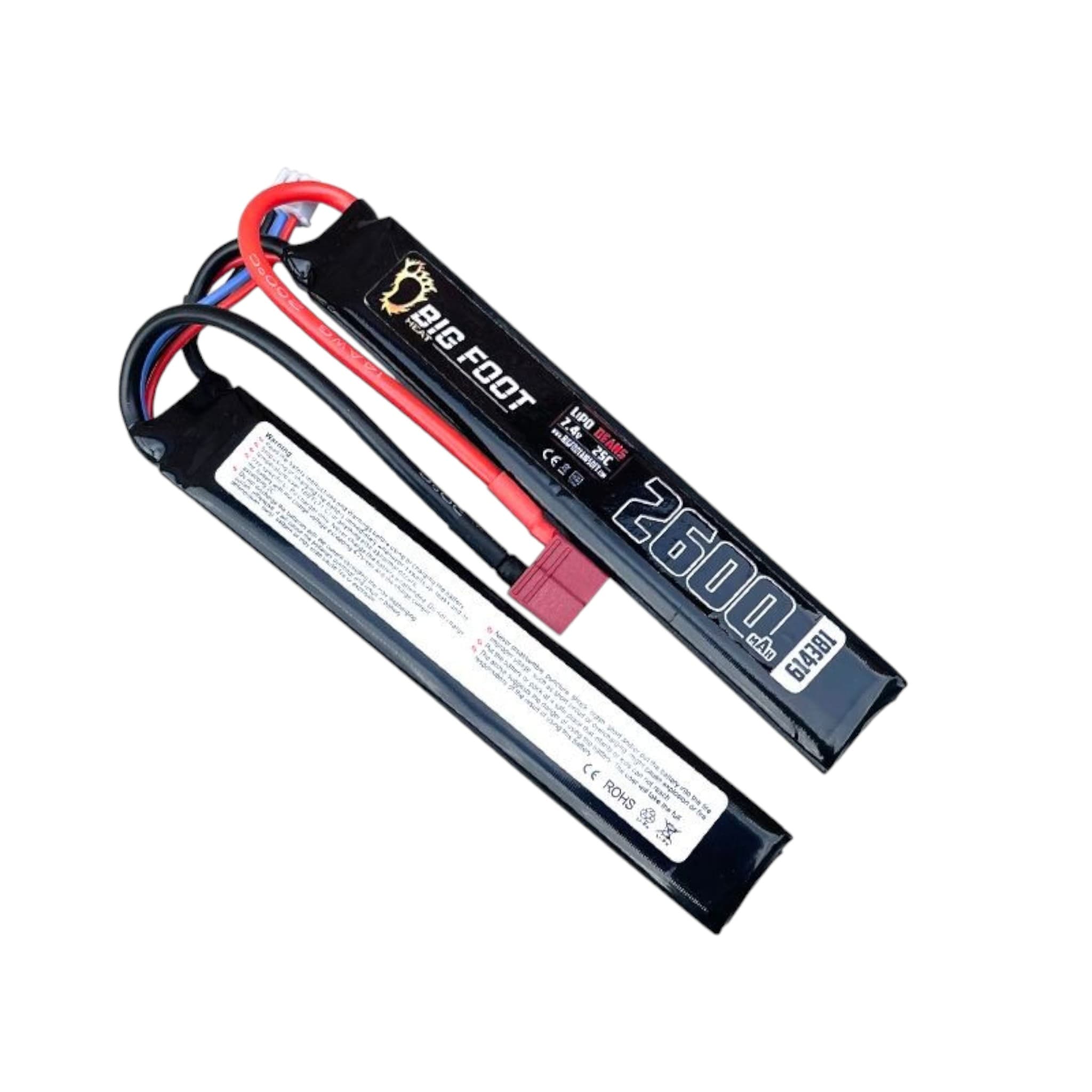 Heat Lipo Battery 2600mAh 7.4v 25c (Continuous Discharge – Two Way Split – DEANS)