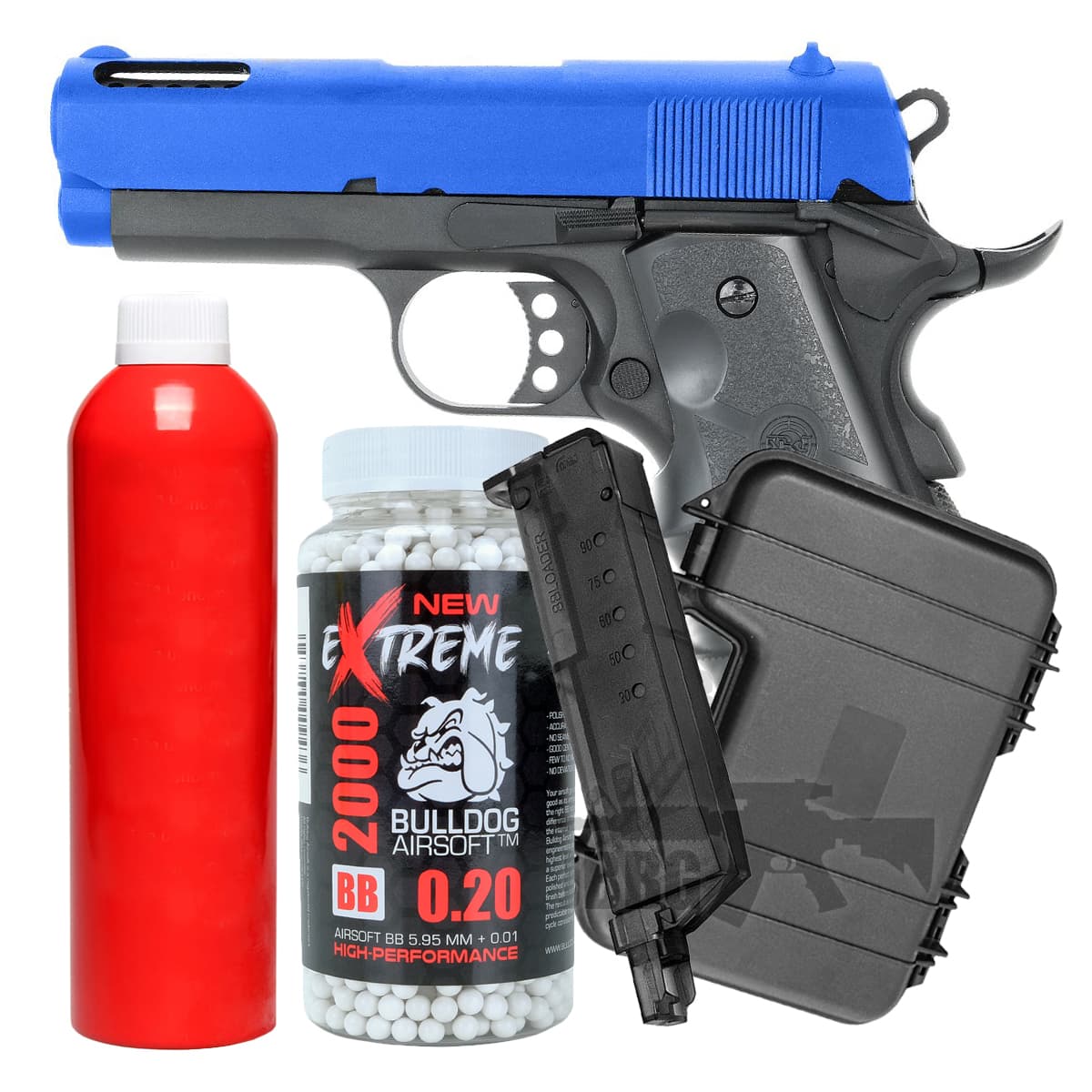 Bundle Offer SRV-10 1911 Gas Blowback Full Metal Airsoft Pistol Blue GB0740XBL