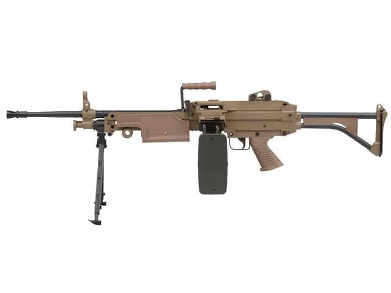 Herstal Minimi M249 MK1 with Sound Control Drum Magazine (Skeleton Stock – AK-249-MK1)