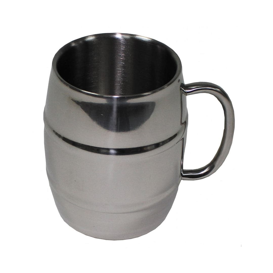 Barrel Mug Stainless Steel Double Walled Insulated Silver 450ml