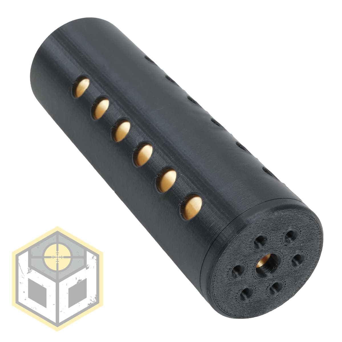 Modular Airsoft Gun Moderator with Removable Gold Bafflers 14mm CCW (BB1G) 026