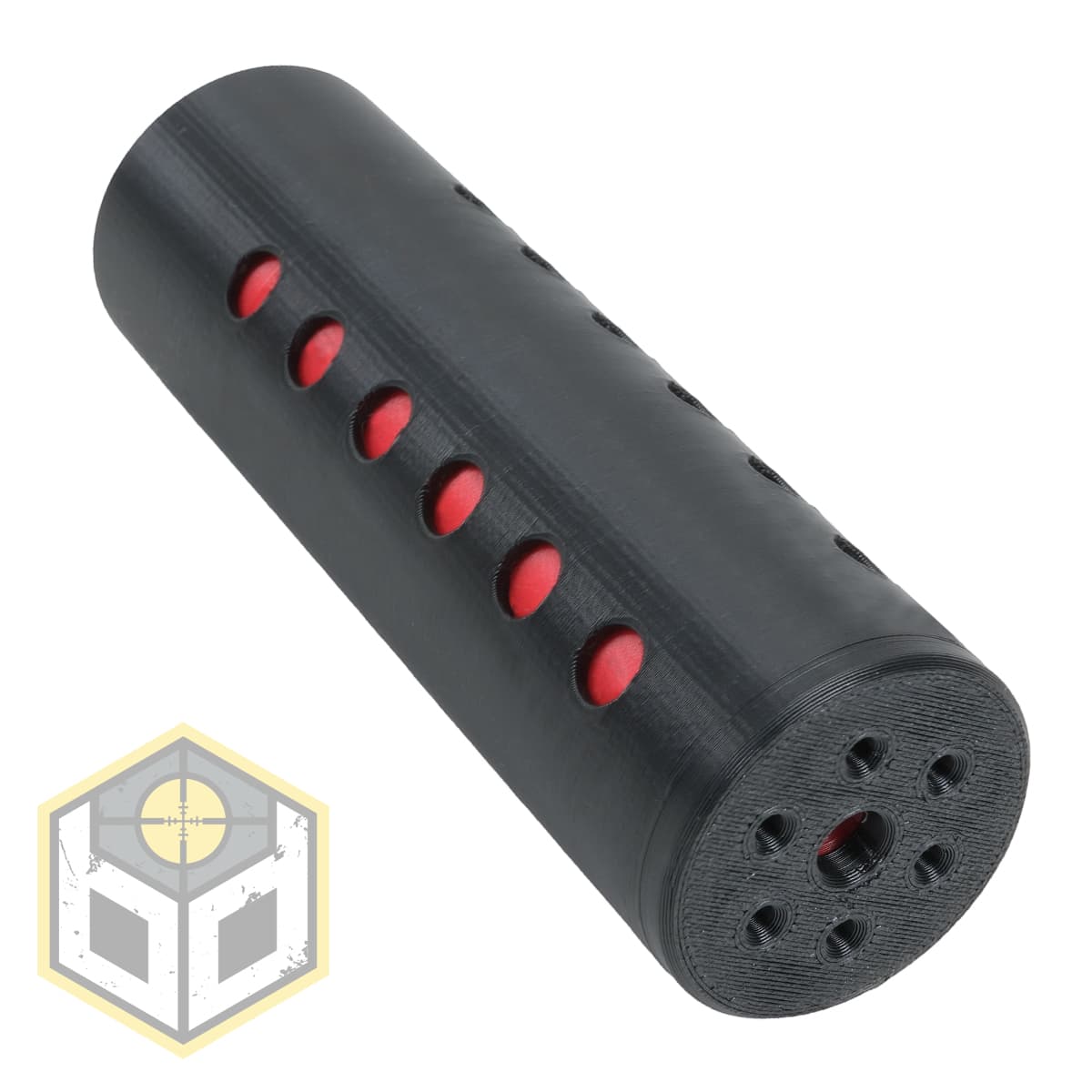 Modular Airsoft Gun Moderator with Removable Red Bafflers 14mm CCW (BB1R) 026