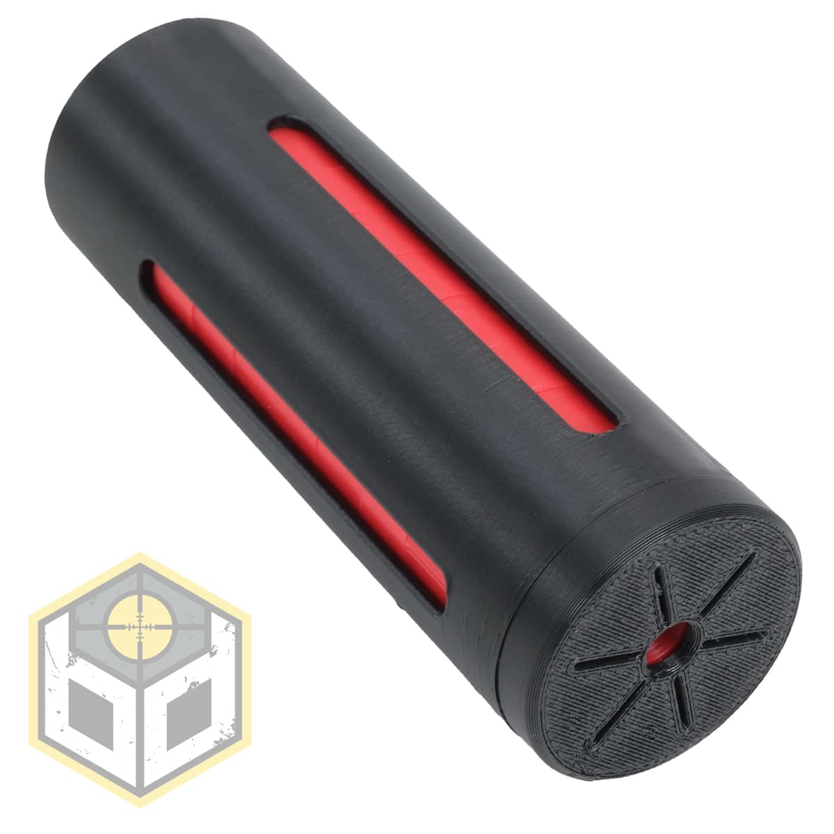 Modular Airsoft Gun Moderator with Removable Red Bafflers 14mm CCW (BB2R) 026