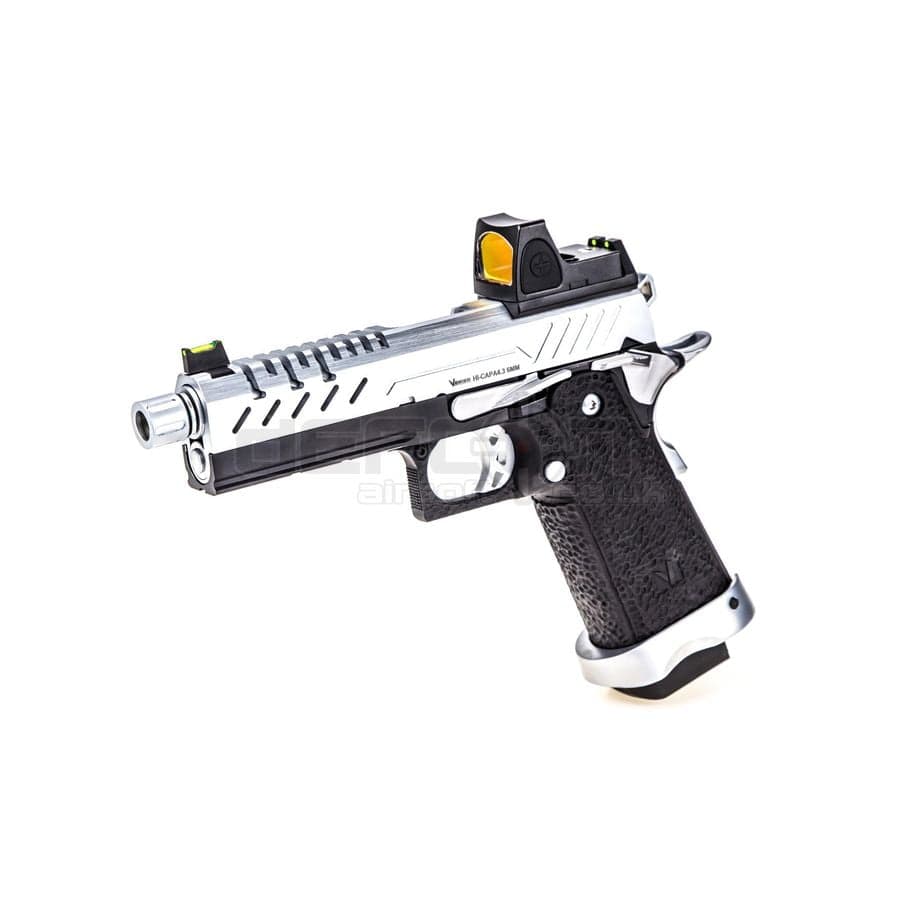 HI CAPA 4.3 /Chrome GBB Pistol With BDS Red Dot Sight